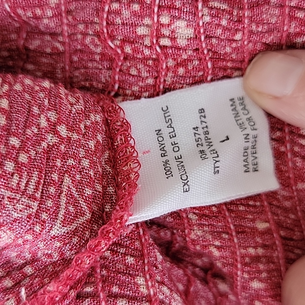 Timing Red Flare-Leg Jumpsuit Smocked Bodice Adjustable Straps Sz L - Picture 9 of 11